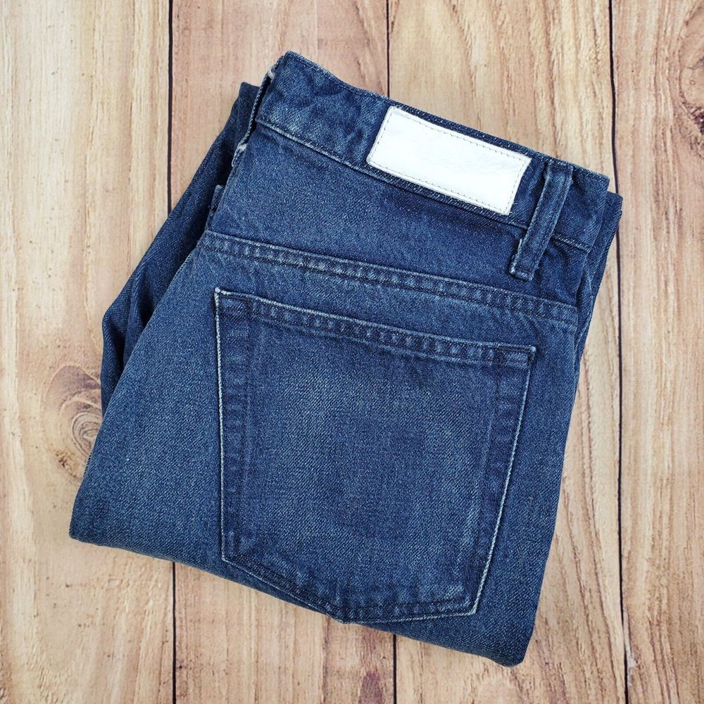 RE/DONE Jeans Womens 28 70s Straight High Rise Zip Fly Dark Worn